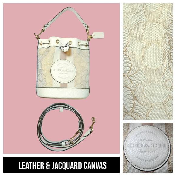 Coach Mini Dempsey Bucket Bag in Signature Jacquard with Stripe and Coach Patch - Picture 1 of 16